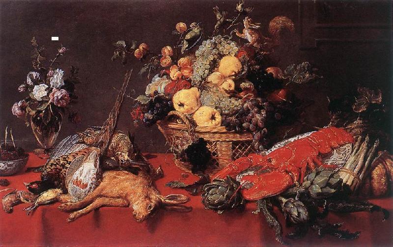 SNYDERS, Frans Still-life with a Basket of Fruit w r oil painting image